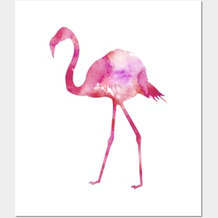 Pink Flamingo Watercolor Painting Posters and Art